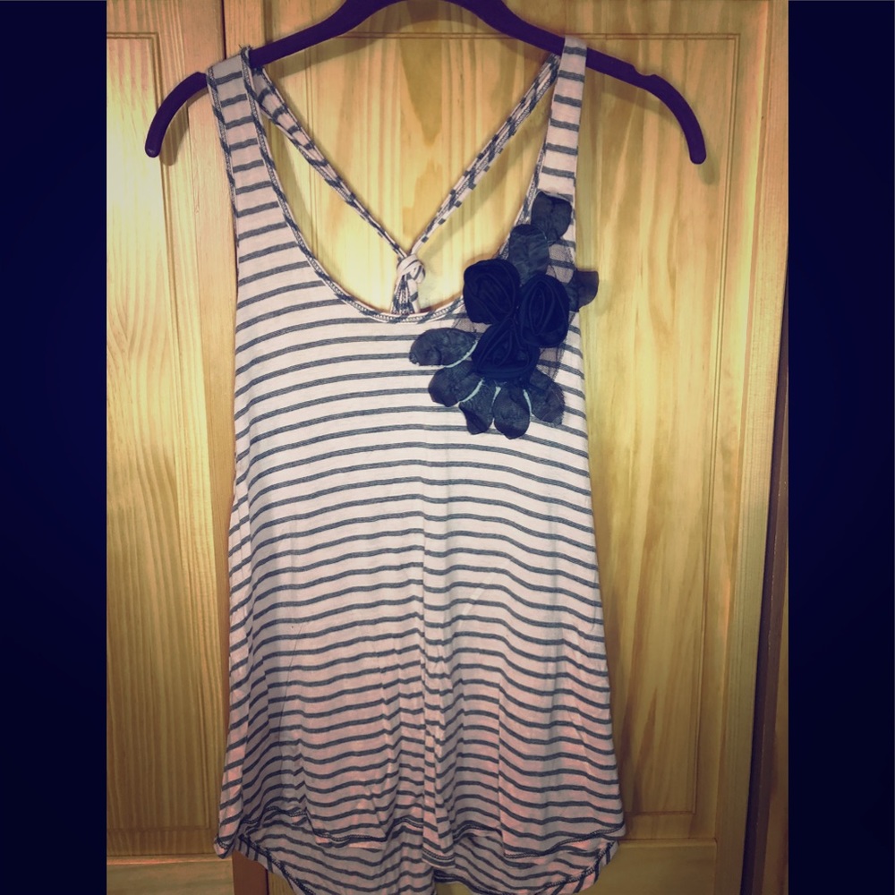 Baby pink and navy blue stripped top
